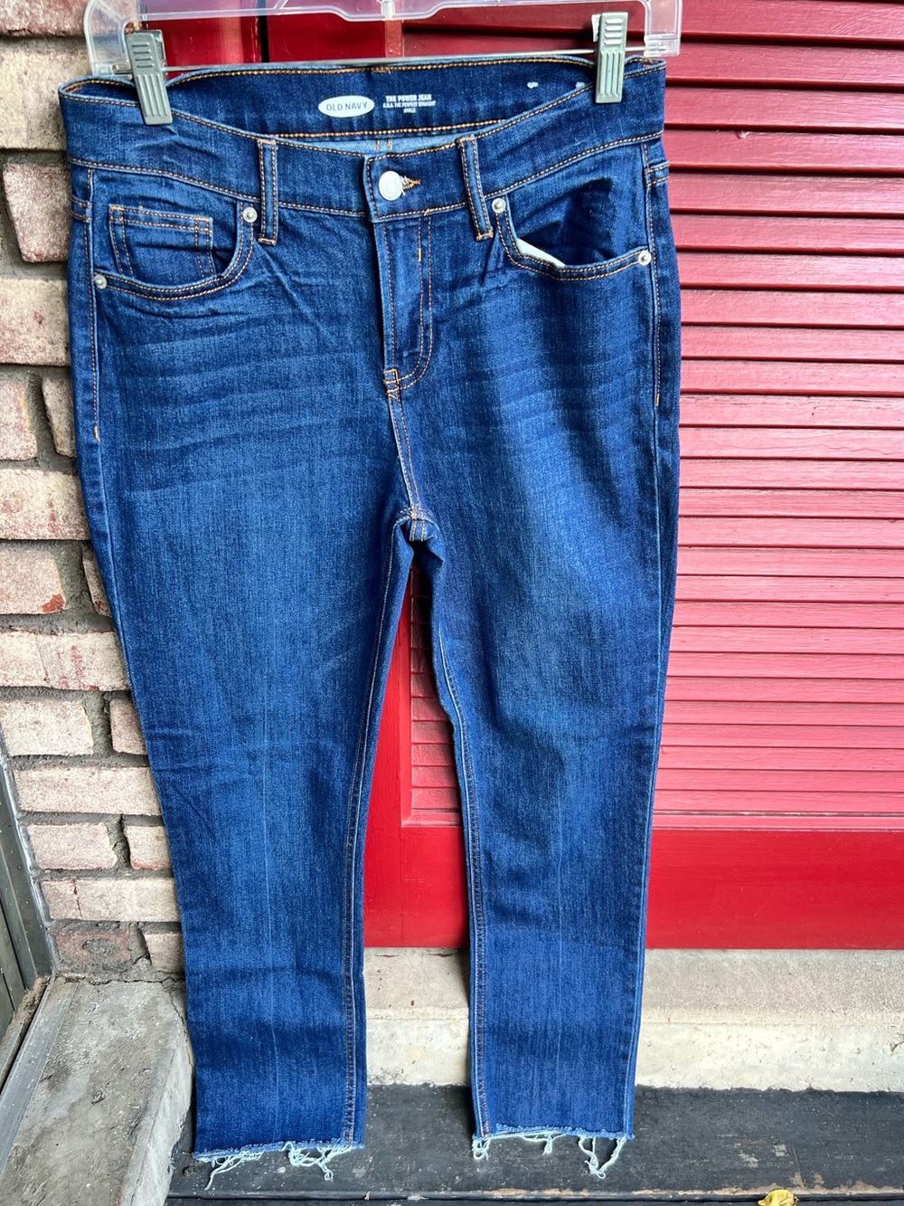 Old Navy Dark Wash The Power Straight Ankle Jeans Size 4